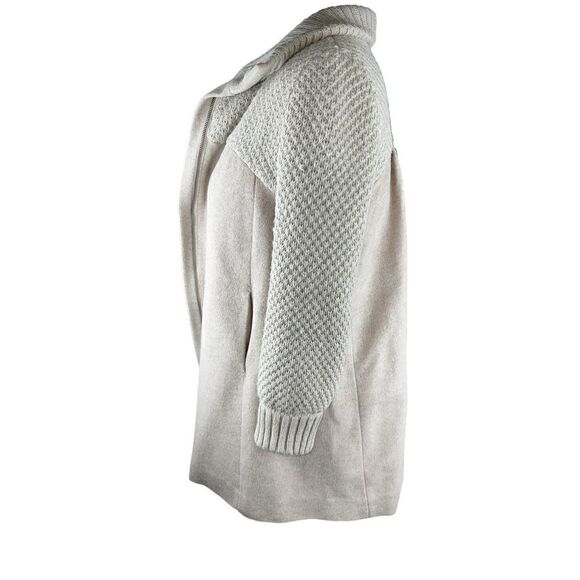 Zara woman Medium wool blend knit sleeve tan zip up jacket coat *flaw* - Picture 2 of 10